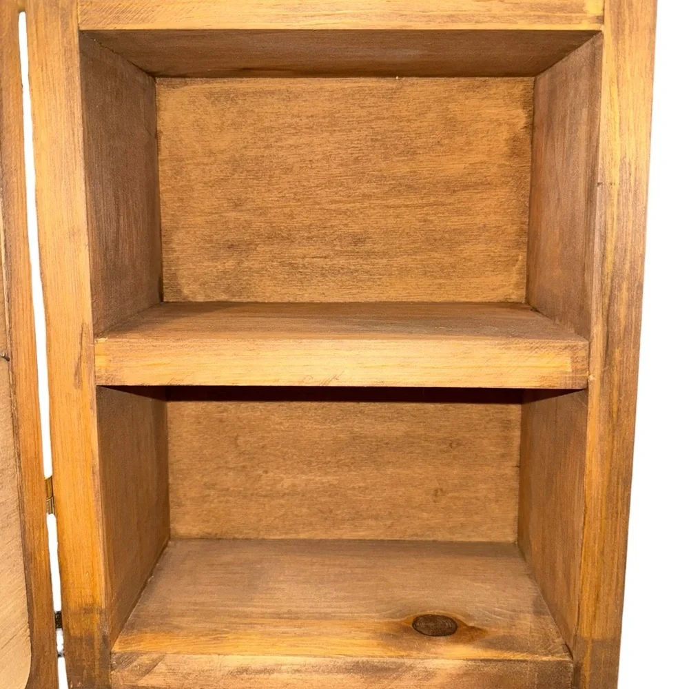 Vintage Roseburg Resin-Tote Wooden Wall Cabinet Salt Box Folk Art